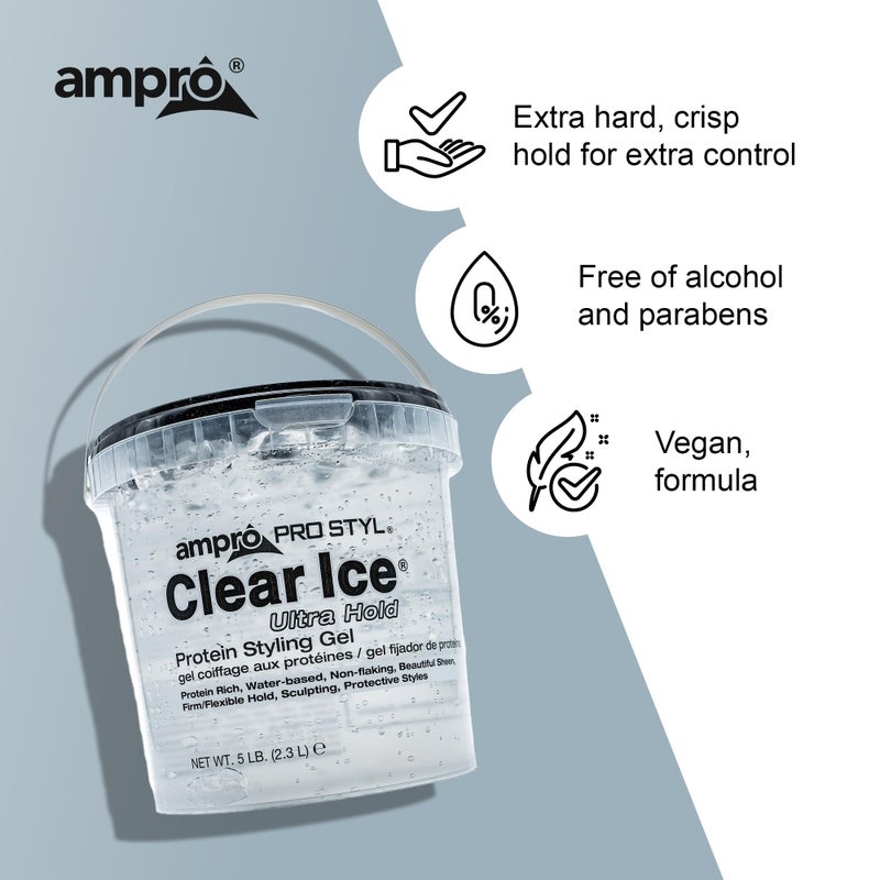 AmPro Pro Styl Clear Ice Styling Gel - Protects and Strengthens Your Strands - Non-Flaking, Alcohol Free, Vegan Formula - Flexible, Touchable Hold for All Hair Types - 80 oz - Image 5